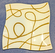 Glasplatte Teller Glas Servierplatte quadratisch ca 19 x 19 cm wellenförmig