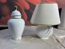 exclusive VINTAGE PORZELLAN TISCHLAMPE WEISS GOLDVERZIERT JUGENDSTIL Deckelvase