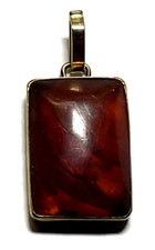 Antik Fischland 333 Gold 8 K Anhänger Bernstein Cabochon Rechteck L 32 mm B 15mm