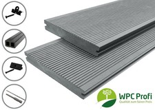 WPC Terrassendielen Komplettbausatz Steingrau Massiv 20mm Bausatz Set 2 - 60m²