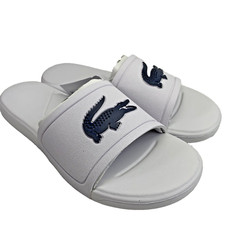 Lacoste Kinder Pantoletten Hausschuhe, UK 4 Kind, EUR 37, weiß dunkelblau