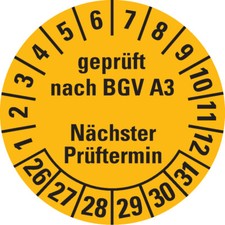 Prüfplakette gepr. BGV A3