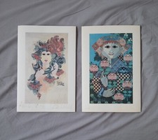 Björn Wiinblad 2 Einladungen Gobelin Ausstellungen Rosenthal Studio signiert