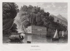 Comer See Lombardia Pliniana Original Stahlstich Frommel 1850