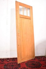 Schöne antike Jugendstil Schranktür Tür Holztür mit Glaseinsatz Weichholz massiv