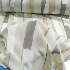 Designer Landhaus Gardinen-Stoff in als Meterware Vorhangstoff Leinenoptik