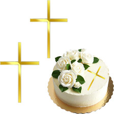 2 Stück Kreuz Tortendeko Taufe Cake Topper Kommunion Gold Deko Konfirmation