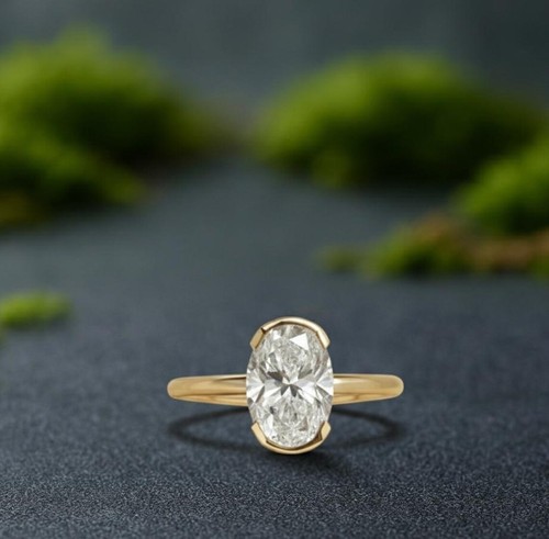 14k gold moissanit oval - gold,