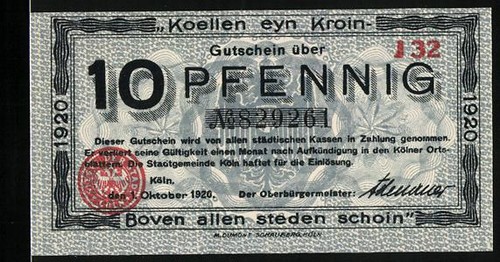Notgeld köln 1920 - notgeld, 1920,