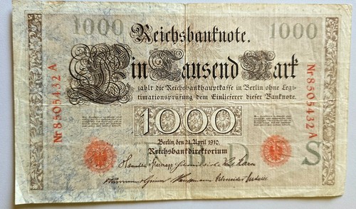 1000 reichsmark schein - schein, 1910