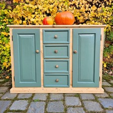 Alte Kommode Anrichte Schubladenschrank Kästchen Sideboard lackiert grün vintage