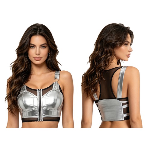 Damen crop top metallic - top,