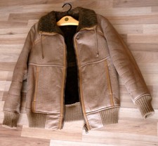 Kunst-Lederjacke original 70 - 80er Jahre Gr. 48 Webpelzfutter Hellbraun