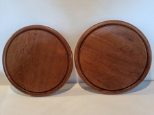 2 Stück Vintage Teakholz Schneidebrett Ø 30 cm – sehr schöne Maserung