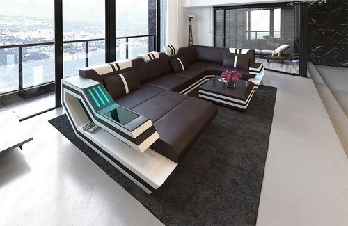 Leder wohnlandschaft sofa led - leder,