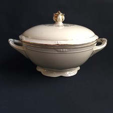 Art Déco Suppenterrine Zeh Scherzer Bavaria Porzellan Goldrand 30iger Jahre