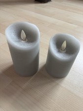2 LED Kerzen Grau mit Timer Funktion Batteriebetrieben Timerfunktion