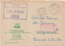 DDR, ZKD-Brief VEAB für landwirtschaftl. Erzeugnisse Grimma  1966