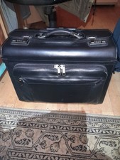 Pilotenkoffer Aktenkoffer Trolley Echt Leder Schwarz