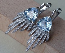 Neu Hollywood Topas Ohrringe Ohrhänger in aus 925 Silber Blau Weiß Topase ♦️9036