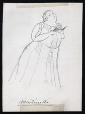 Germaine Martinelli chanteuse opera singer Portrait drawing dessin van Caulaert