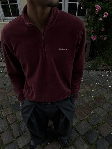 Carhartt half zip weinrot - zip,
