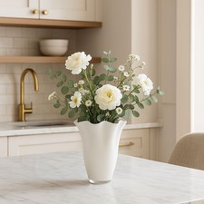 Vase Glas gewellt weiß