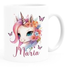 Kinder-Tasse Kunststoff Einhorn mit eigenem Namen personalisierte Namenstasse