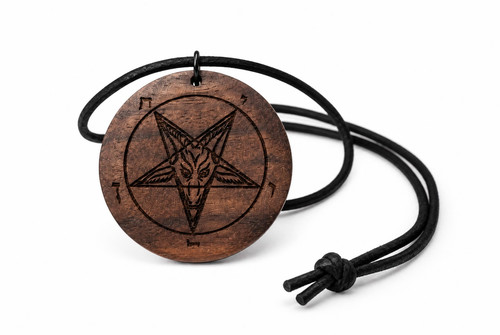 Baphomet anhänger holz - baphomet,