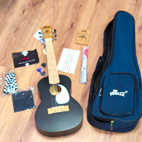 Winzz ukulele schwarz saitig - ukulele,