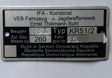 Simson KR 51/2 Schwalbe Typenschild, Geprüft