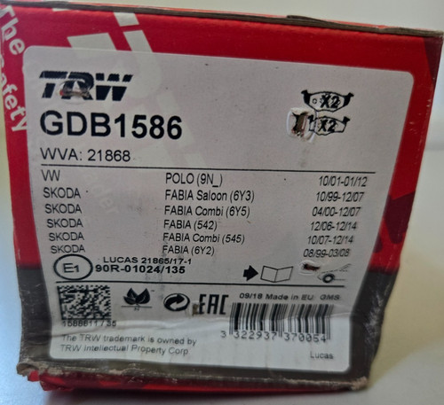 Trw gdb1586 bremsbelagsatz - trw,