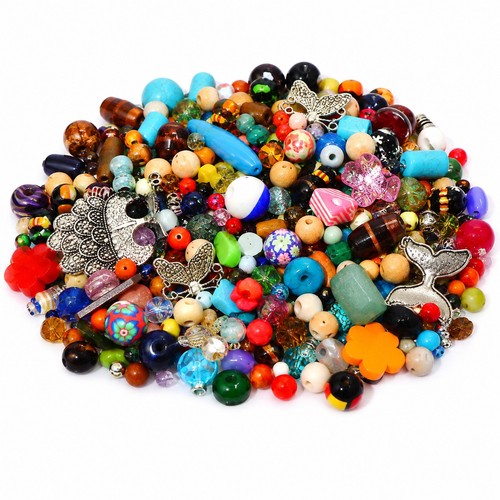 1kg bastelperlen mix holz - bastelperlen,