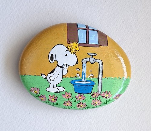 Bemalter stein die blumen - bemalter,