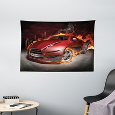 Autos Wandteppich Burnout Reifen Sportwagen Dekorativ Kein Verblassen Weich