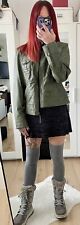 MANGUUN lässige Frühlings Lederjacke (KHAKI) mit Viskose Innen-Lining Gr. 44