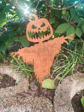 Vogelscheuche Halloween 25x20cm Rost Edelrost Metall Gartenstecker Topfstecker