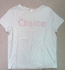 QS by s.Oliver Damen Basic T-Shirt Gr.L od. M Beige Motiv kurzarm 100% Baumwolle