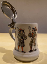 Kaiser Porzellan Bierkrug mit Zinndeckel - schönes Motiv (Heer) - Nr. 32