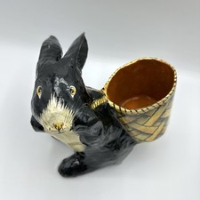 Pappmaché Hase Osterhase mit Körbchen Vintage Handbemalt Figur Ostern Nostalgie