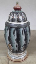 Figurenkrug Bierkrug Fische Top Rarität  0,5L  Reinhold Merkelbach um 1900