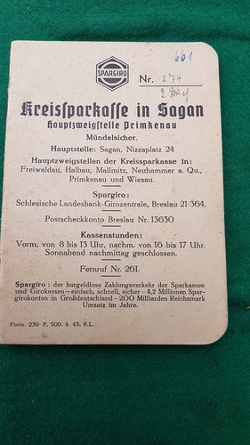 Altes sparkassenbuch sagan - altes,