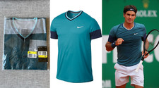 598151-307 Small Nike Mens Premier RF Crew Federer Top Shirt Polo Monte Carlo