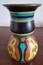 * Keramik Vase * Gouda Holland * KALENDA * Art Deco * 18 cm groß * farbenfroh *