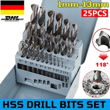 HSS Spiralbohrer Satz 25-teilig Ø1-13 mm 118° Metallbohrer Set Stahlbohrer Profi
