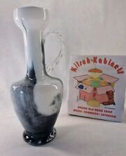 Vase Glas Opaline Florence Italien Glasvase Schwarz Weiß vintage retro edel alt