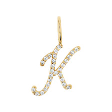 14K Solid Gold Buchstabe Anhänger Diamant Namen Initialen Charm Geschenke