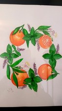 Bild aquarell orangen - aquarell, 34×24