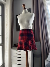 Sans Souci Rock Taille Rot Schwarz A Linie Winter Herbst 34 XS 36 S Kariert