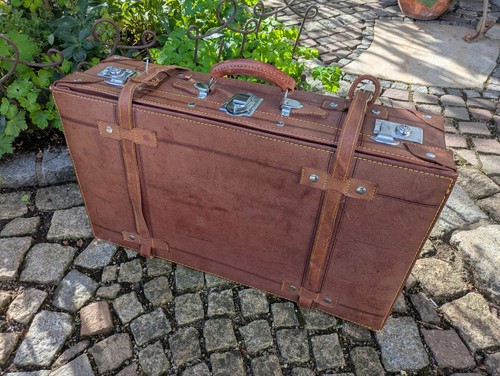 Vintage lederkoffer oldtimer - lederkoffer,